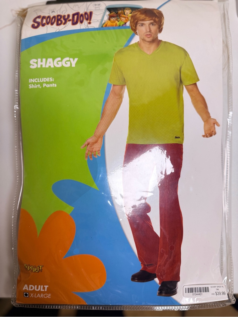 Scooby-Doo Shaggy Costume - Green Shirt & Red Pants with wig.